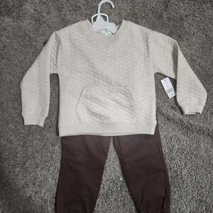 dip Cream and Brown Kids Matching Set